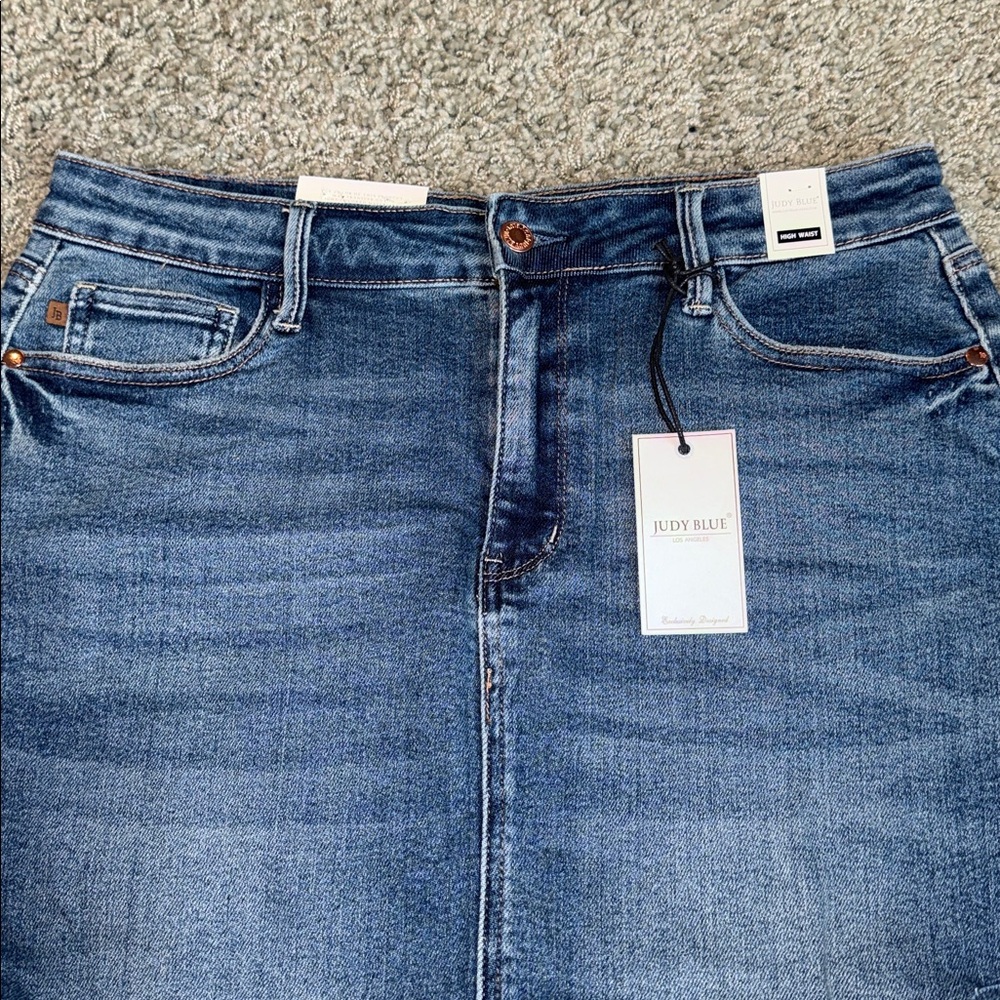 Judy Blue High Waist Midi Denim Skirt (XL) NWT - Picture 4 of 10
